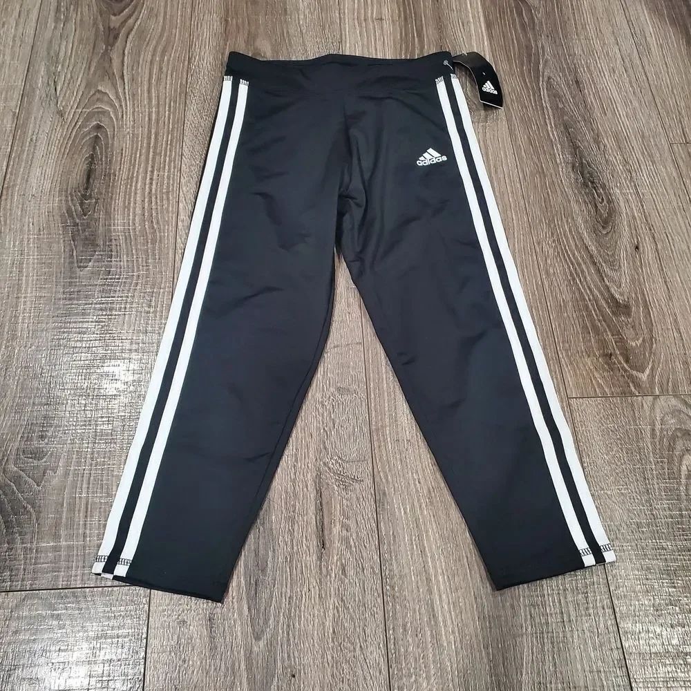 NEW Girls Adidas Leggings Size 10-12 Kids Black Track Pants